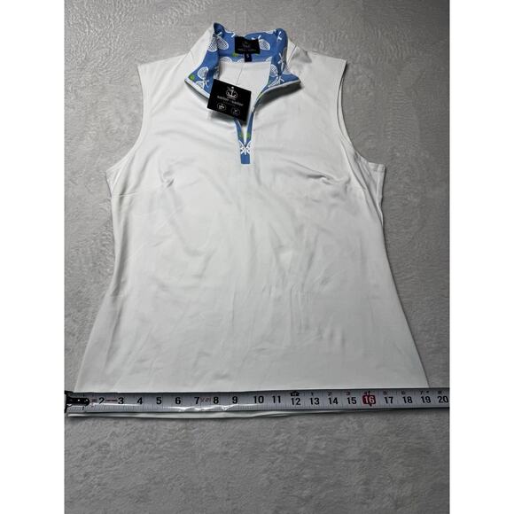 Sailor-Sailor Britt Sleeveless Tennis Top White Tennis Life Blue SZ S UPF 50+ NW - Picture 8 of 12